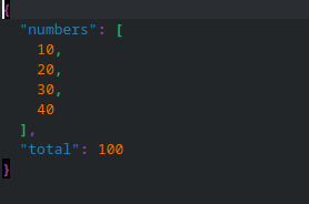 Downloaded result.json containing numbers 10, 20, 30, and 40 and a total of 100