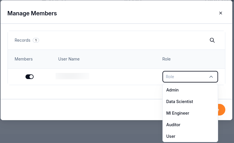 Manage Members with membership enabled and the role list open