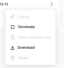 Version actions depend on its state; Deploy is disabled in this example.