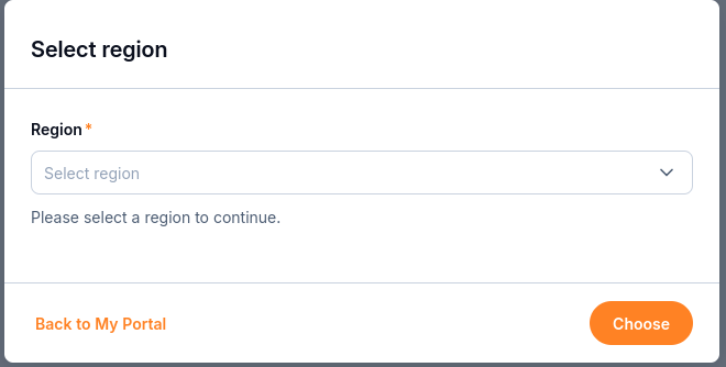 Select a region before opening Managed Kubernetes.