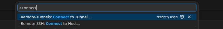 Visual Studio Code command for connecting to a remote tunnel