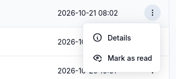 Notification row menu showing Details and Mark as read.