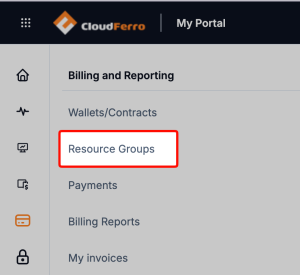 Resource Groups under Billing and Reporting in My Portal.