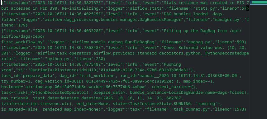 Downloaded prepare_data log containing the list 10, 20, 30