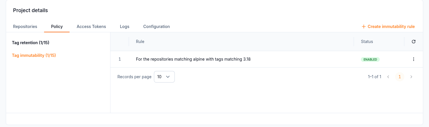 Tag immutability rules