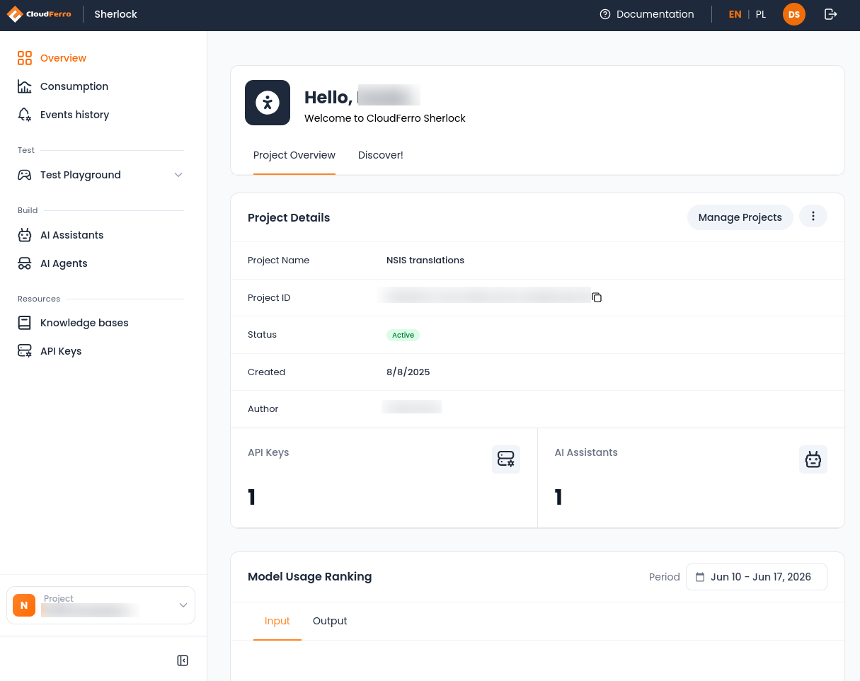 Sherlock AI management console