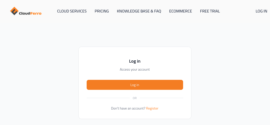 CloudFerro user registration page